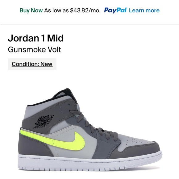 Jordan 1 mid gunsmoke volt